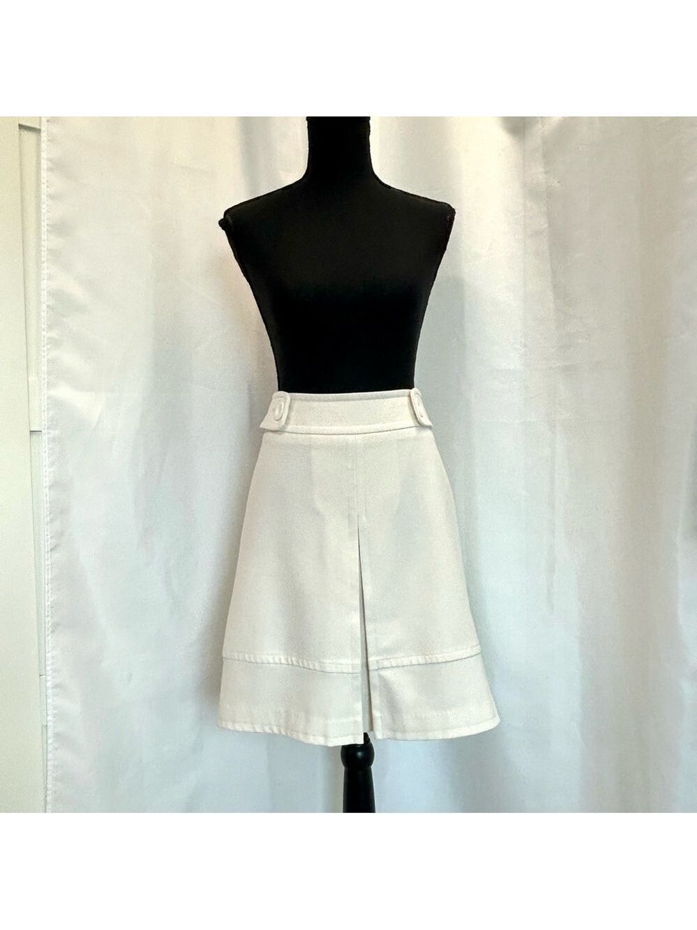 Sandra Angelozzi ivory light cream skirt front pleat Sz 38 - Picture 11 of 12